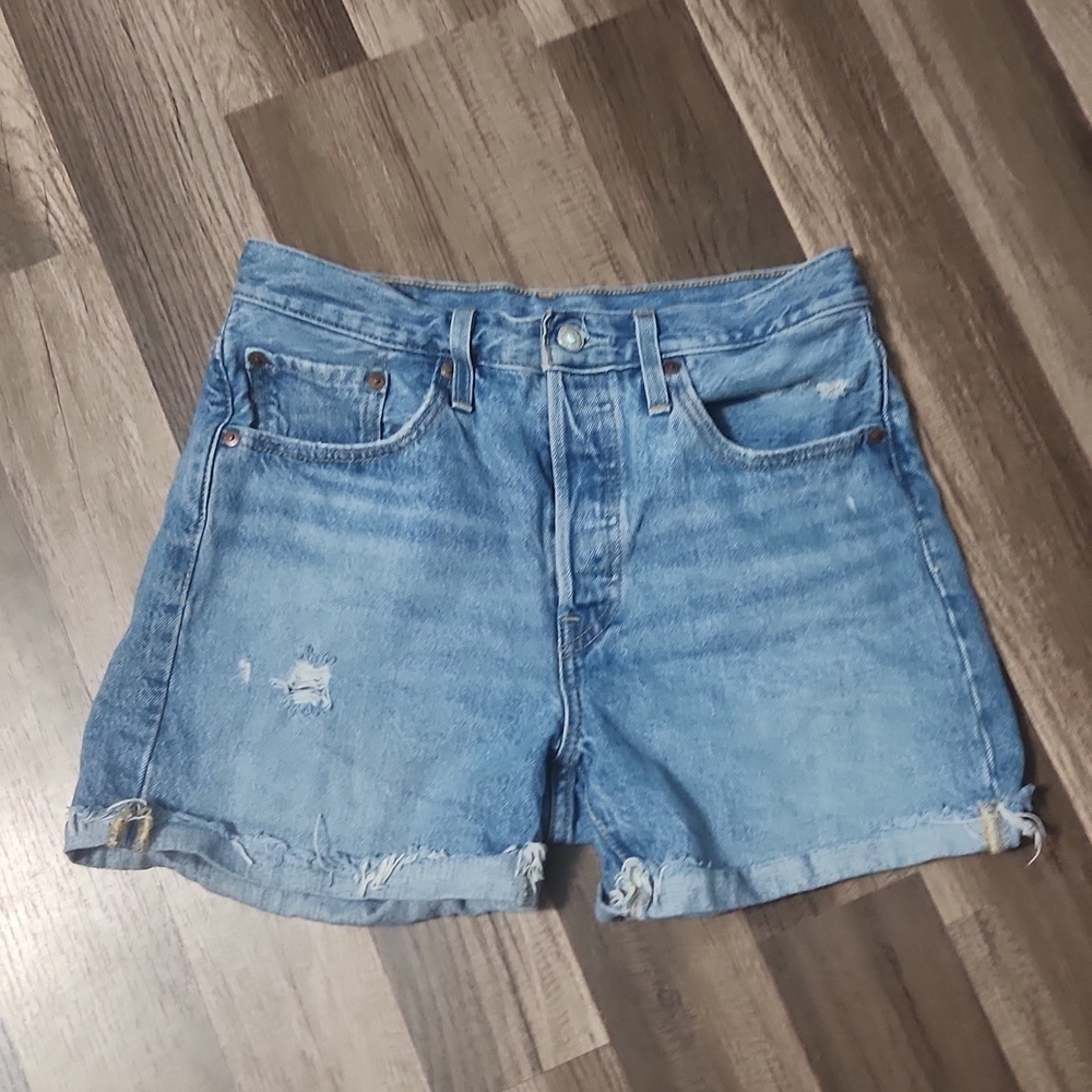 Levi's  501 Button Fly Denim Shorts Size 27  Vintage Light Wash